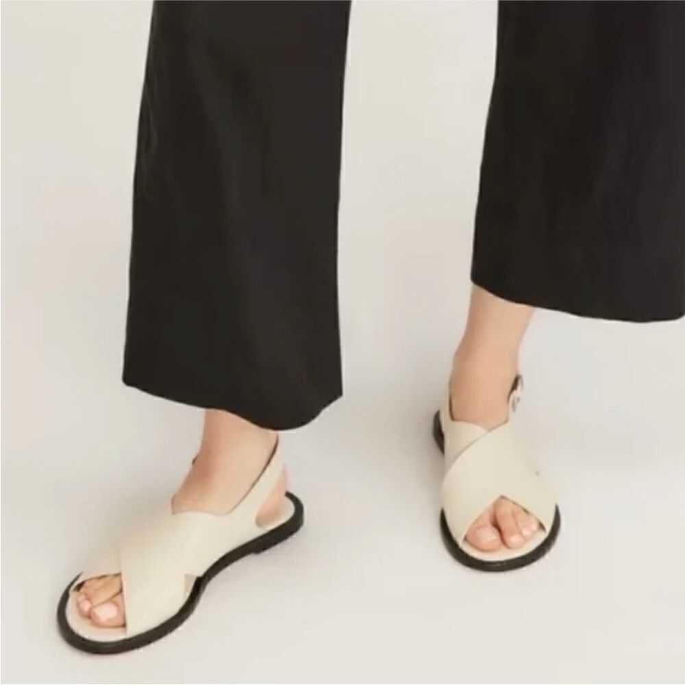 Everlane Cream Crisscross Slingback Sandals